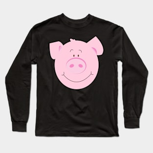 Cute Happy Pig - Pink Long Sleeve T-Shirt